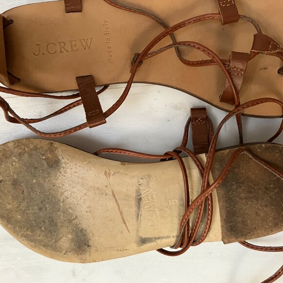 J. Crew Women's Brown/Tan Gladiator/Lace-up Sandals, Size 5 - Picture 3 of 3